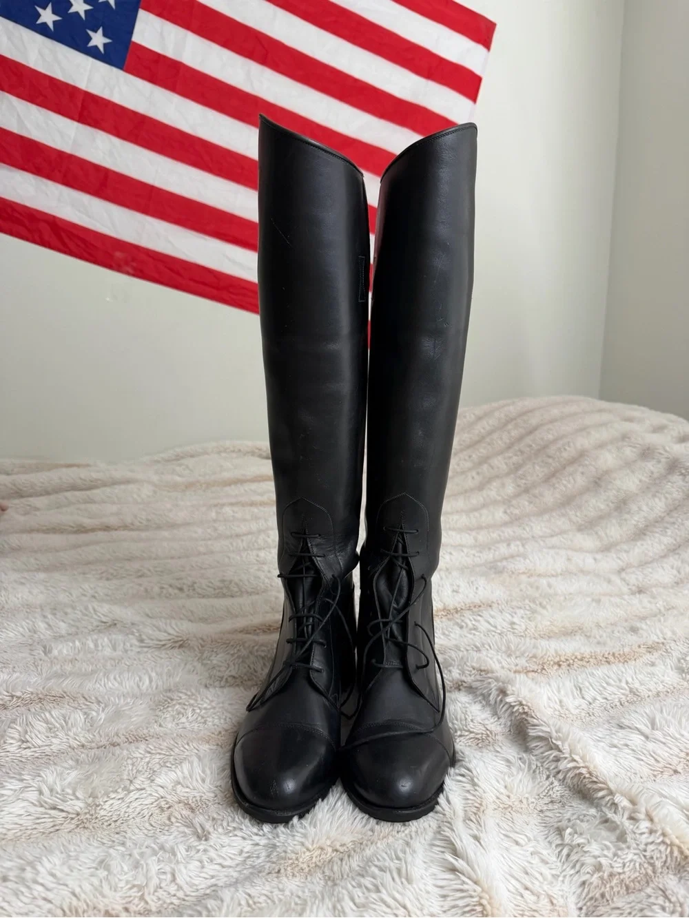 Women's Over-the-Knee Lace-Up Riding Boots - Black